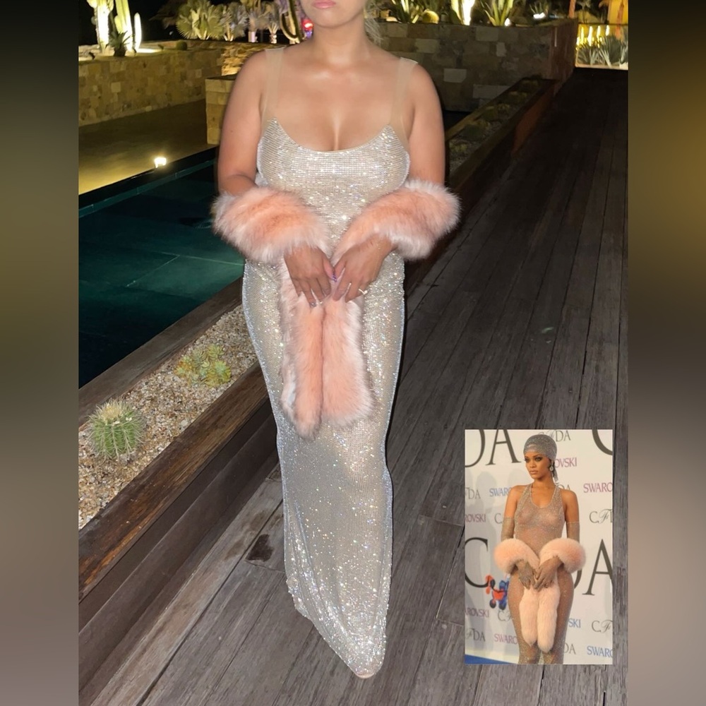 Meshki Jasmyn Hot Fix Maxi Dress With Mesh Back - Nude